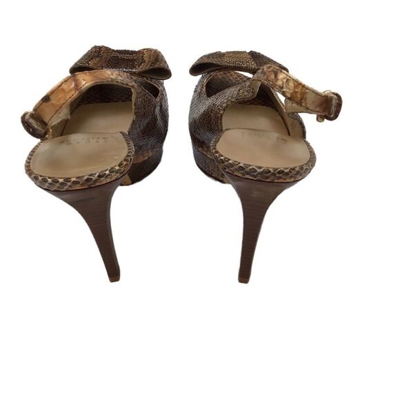 Stuart Weitzman Snakeskin Platform Peep-toe Heels Shoes - Picture 8 of 8